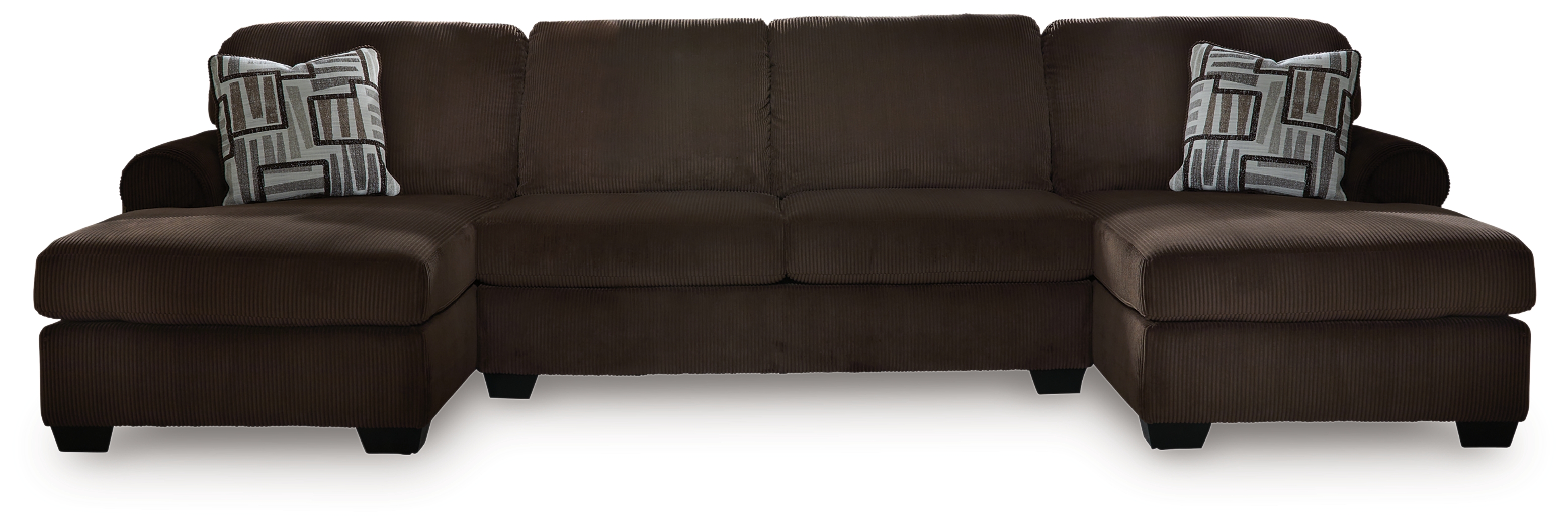 Kimlee - 3-Piece Sectional With Double Chaise - Chocolate