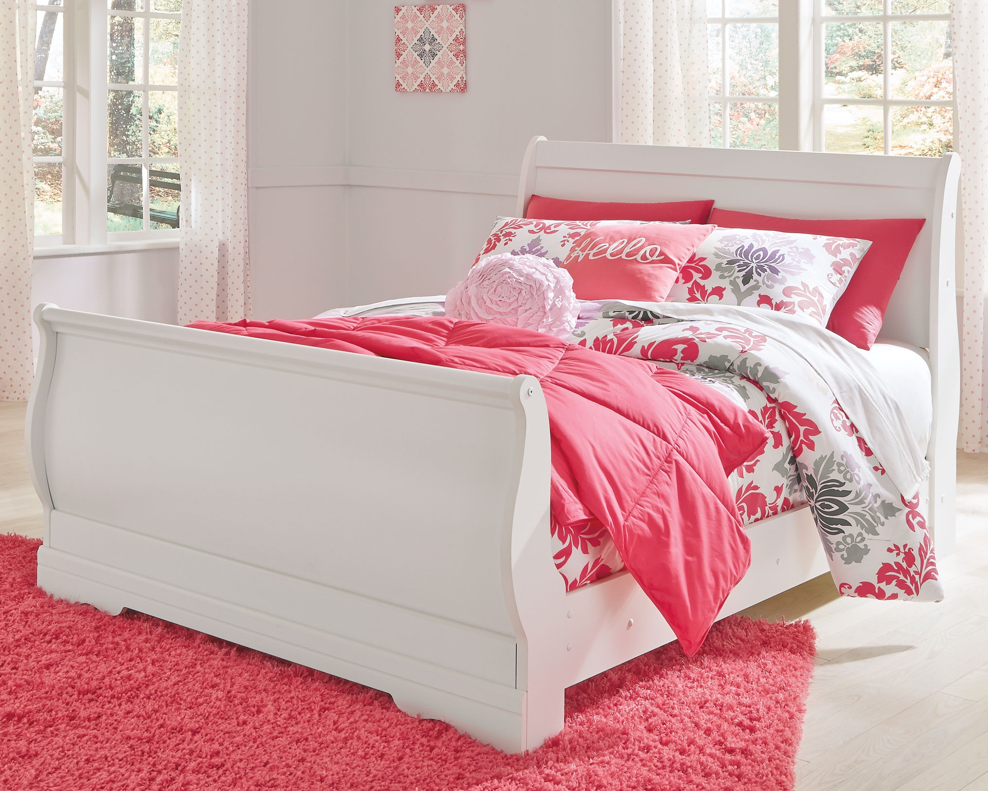 Anarasia - Full Sleigh Bed - White