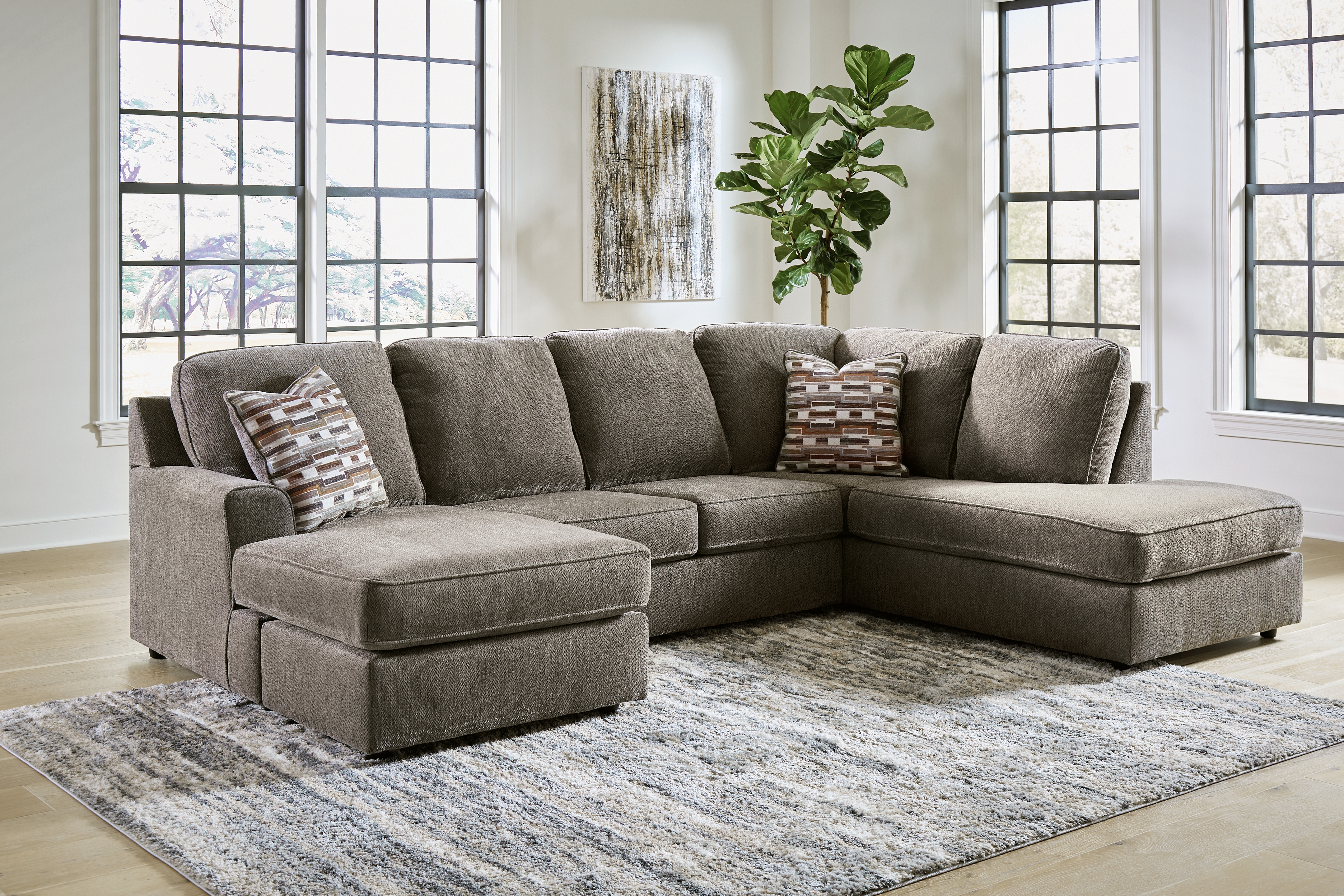 O'Phannon - Right Arm Facing Corner Chaise 2 Pc Sectional - Putty