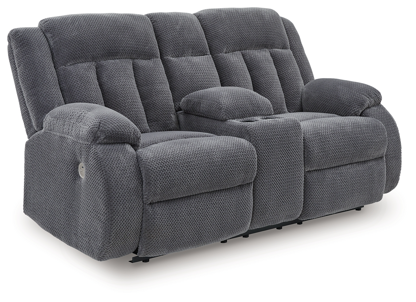 Observation - Double Reclining Power Loveseat With Console - Steel