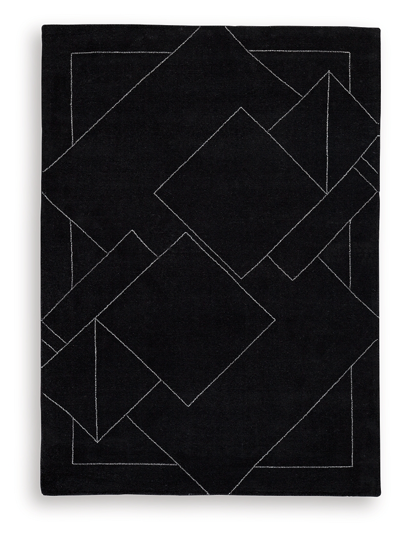 Marav - 5' x 7' Rug - Black / White