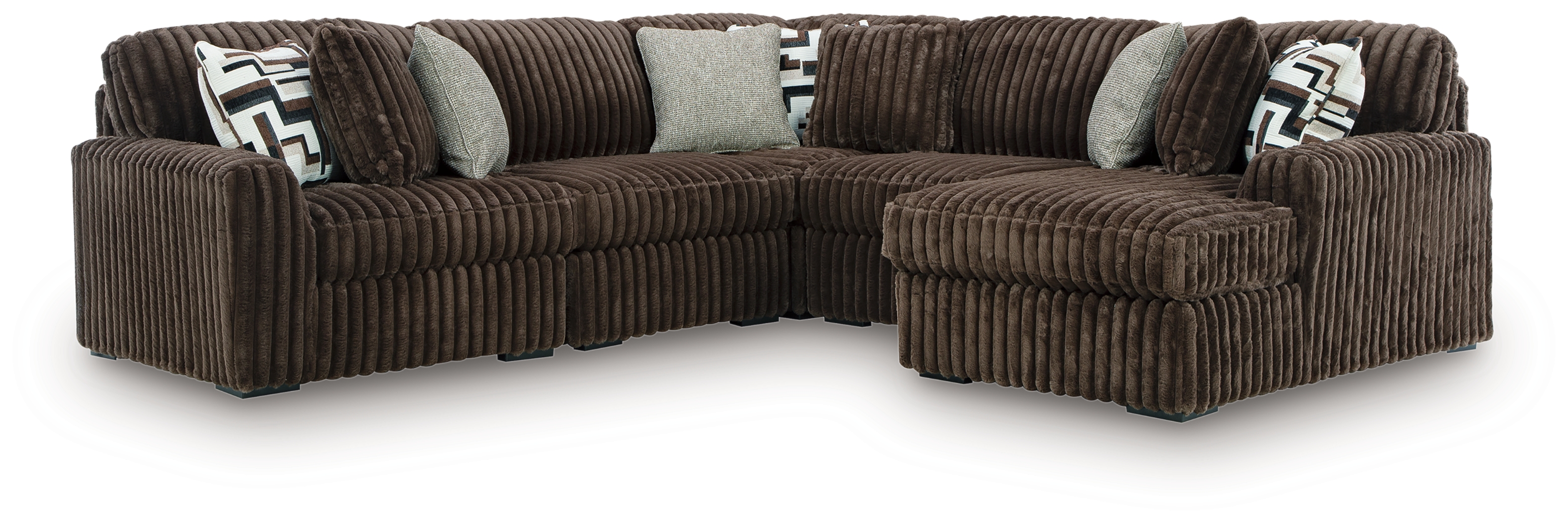 Midnight-Madness - 5-Piece Sectional With RAF Corner Chaise - Chocolate