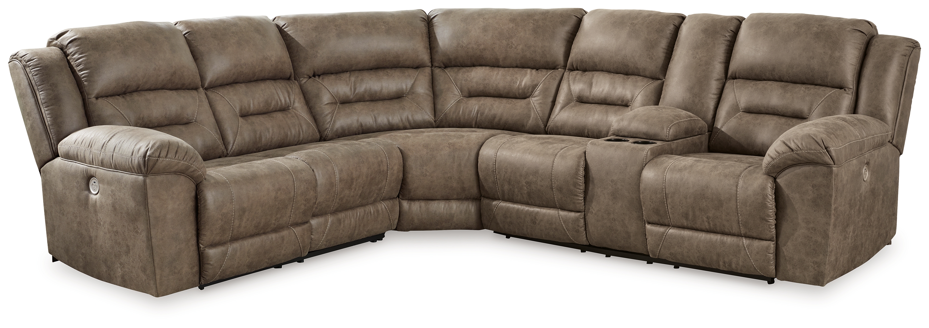 Ravenel - 3-Piece Power Reclining Sectional With Raf Power Reclining Loveseat With Console - Fossil