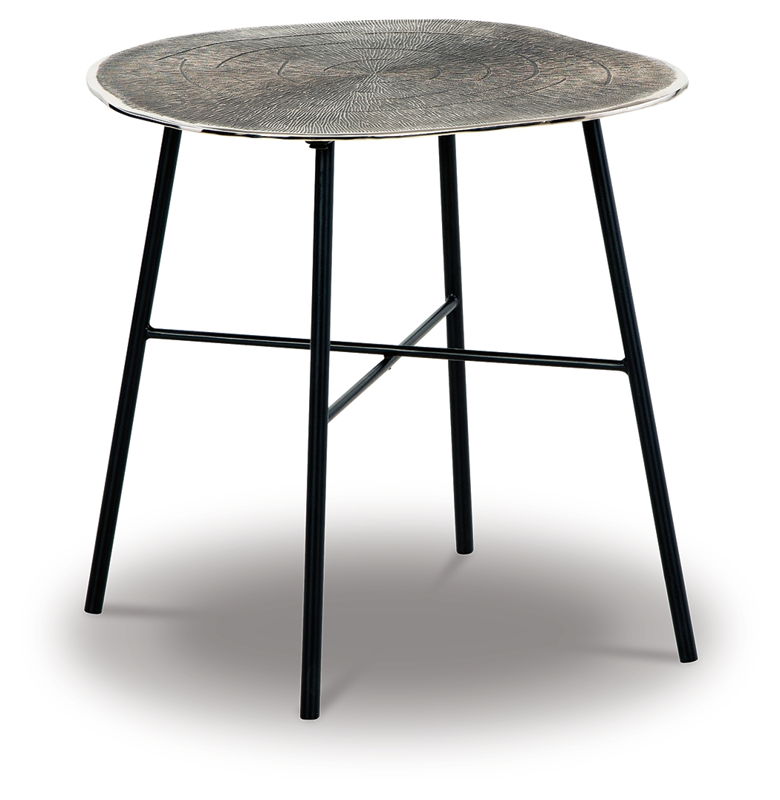 Laverford - Round End Table - Chrome / Black
