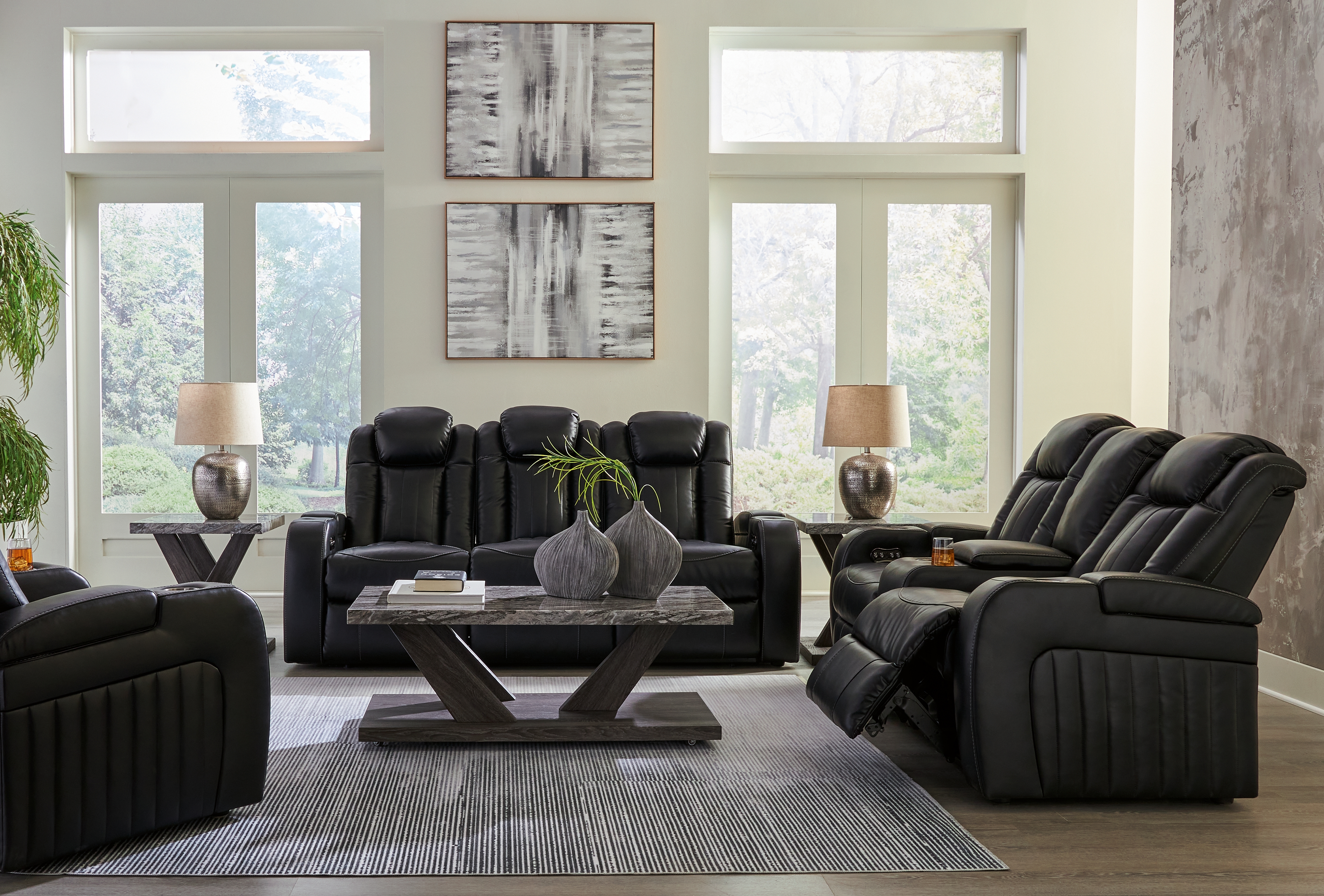 Caveman Den - 3 Pc. - Power Reclining Sofa, Power Reclining Loveseat, Power Recliner - Midnight