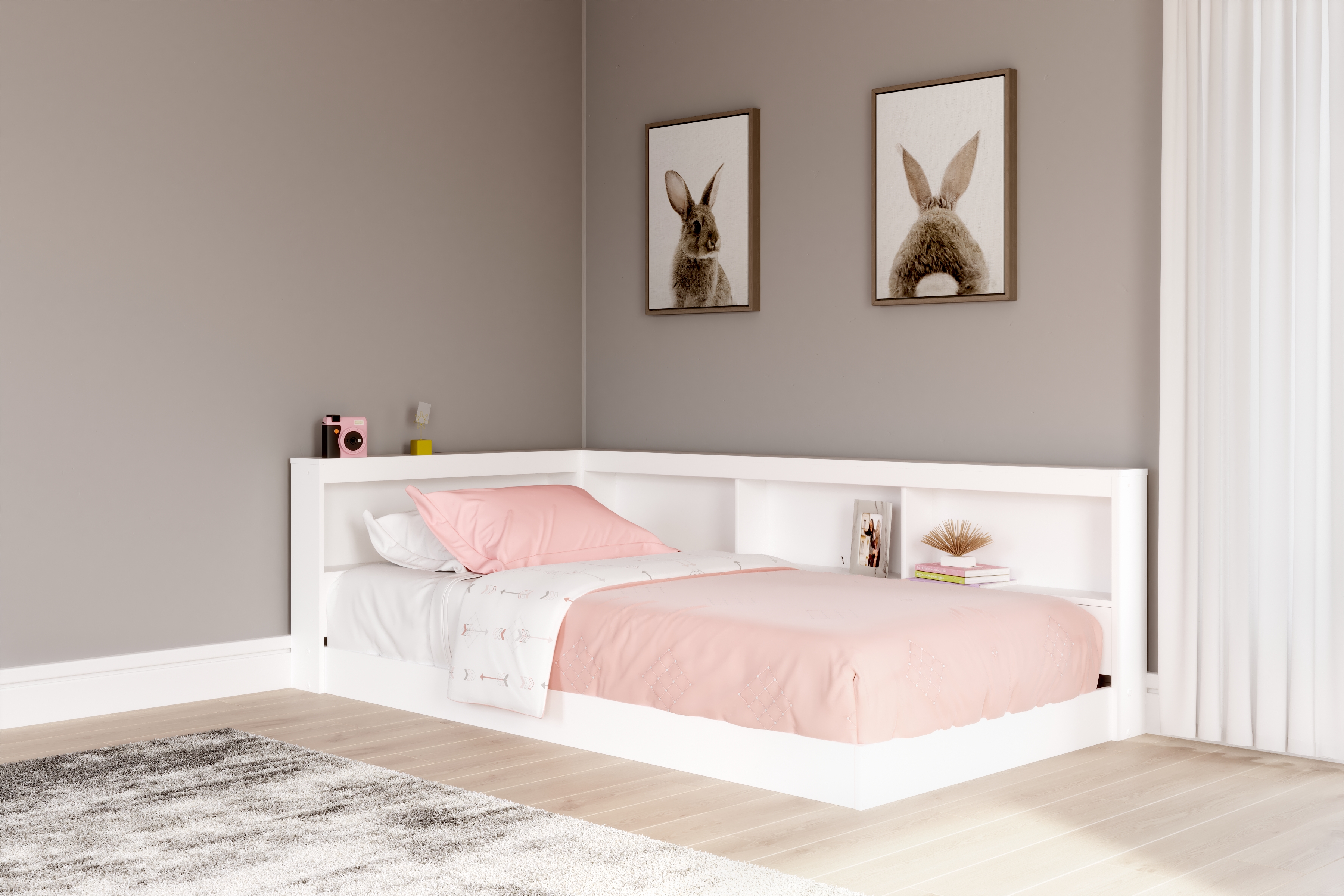 Piperton - Twin Bookcase Storage Bed - White