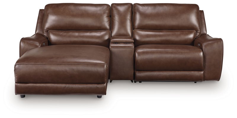 DeepWakes - 3-Piece Power Reclining Sectional With LAF Press Back Power Chaise And Storage Console - Canyon