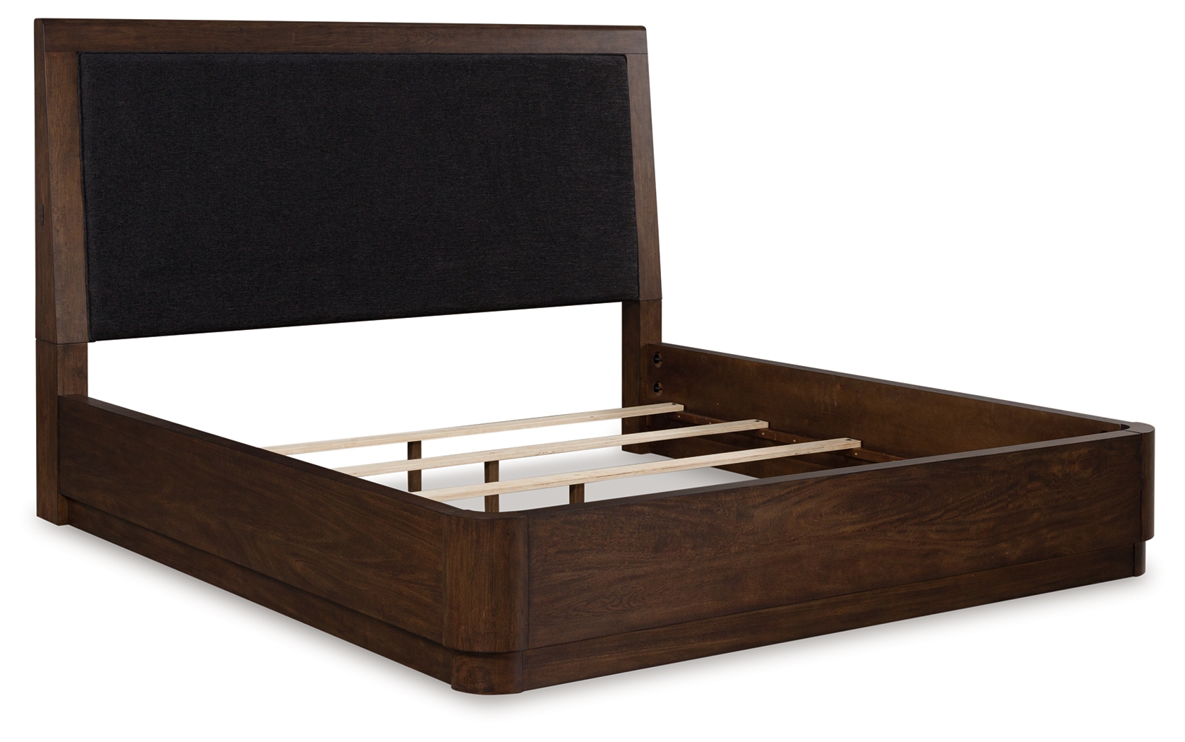 Dilenno - California King Upholstered Panel Bed - Dark Brown