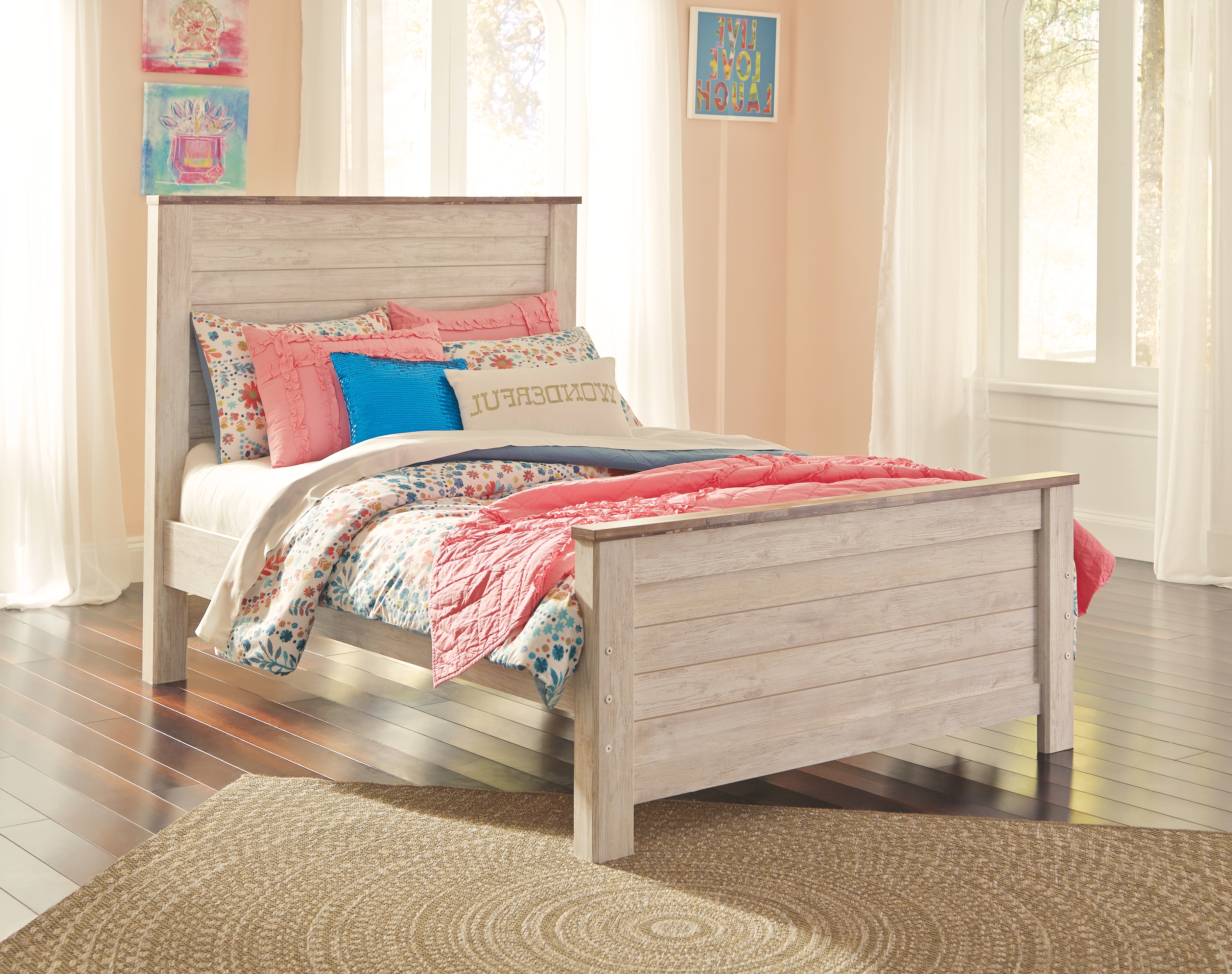 Willowton - Full Panel Bed - Whitewash