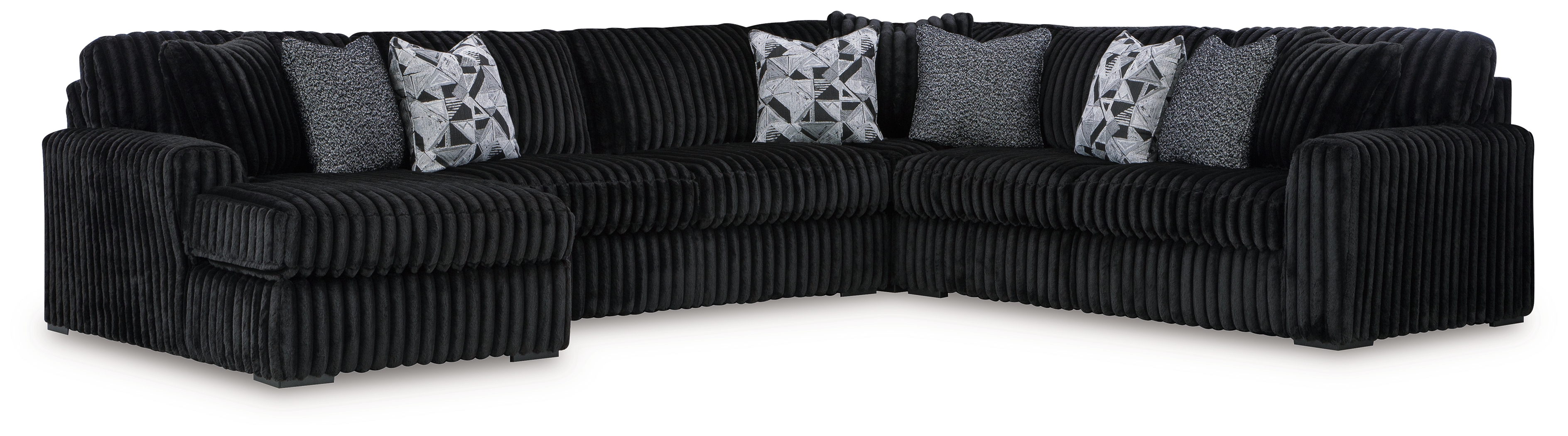 Midnight-Madness - 4-Piece Sectional With Laf Corner Chaise - Onyx