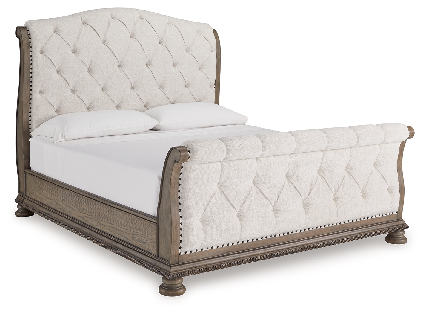 Ardenfield - California King Upholstered Sleigh Bed - Light Brown