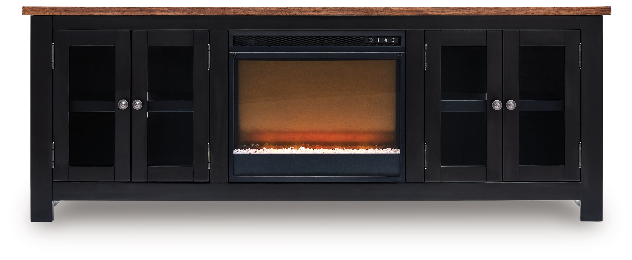 Wildenauer - 76" TV Stand With Electric Fireplace - Brown / Black