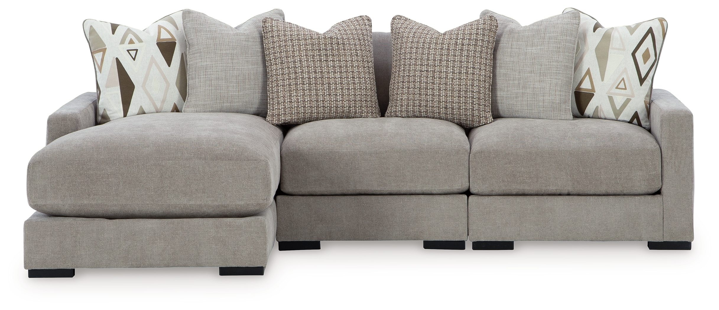 Aslan Court - 3-Piece Sofa Sectional With LAF Corner Chaise - Pebble
