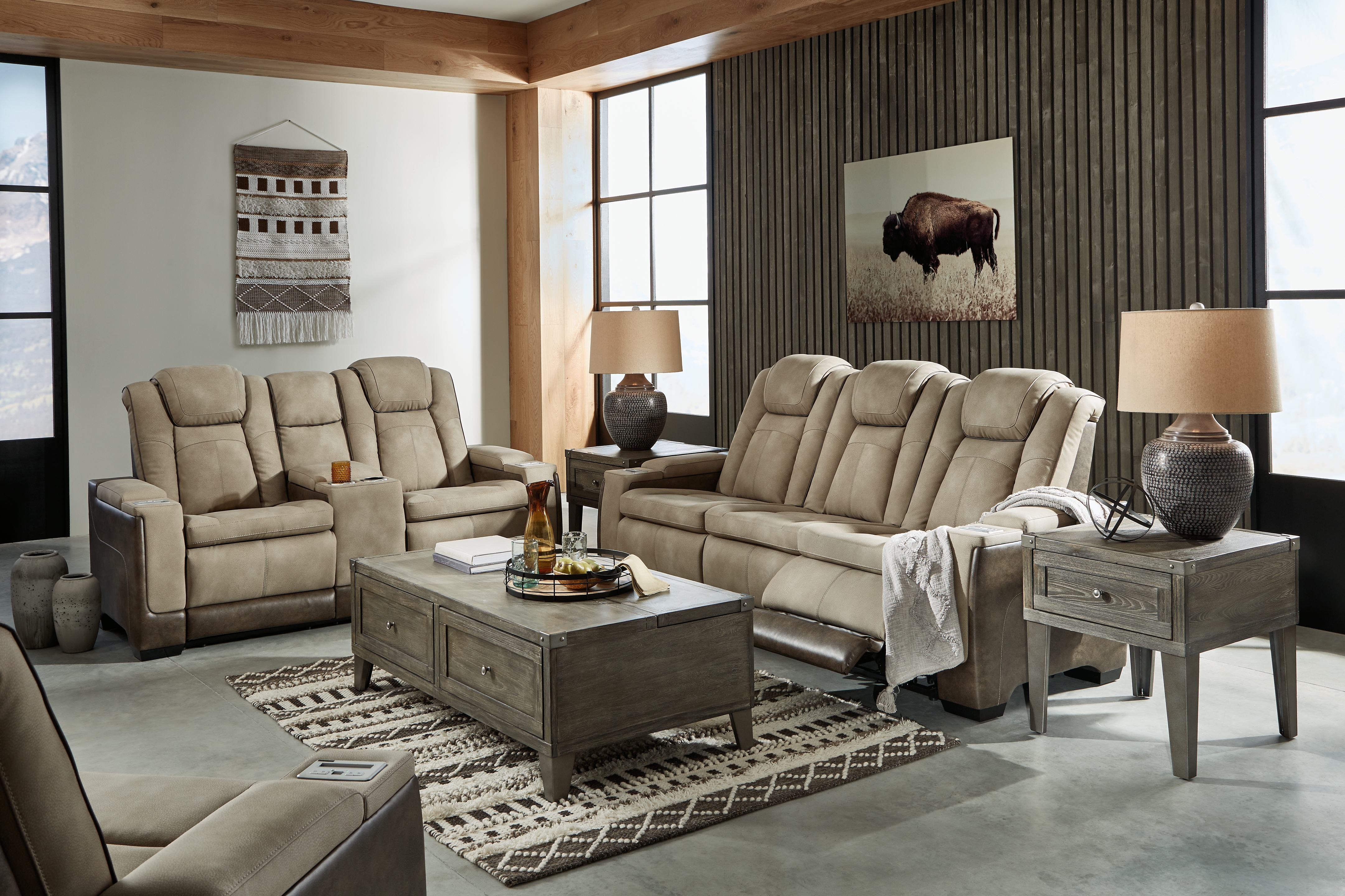 Next-Gen DuraPella - 3 Pc. - Power Sofa, Loveseat, Recliner - Sand