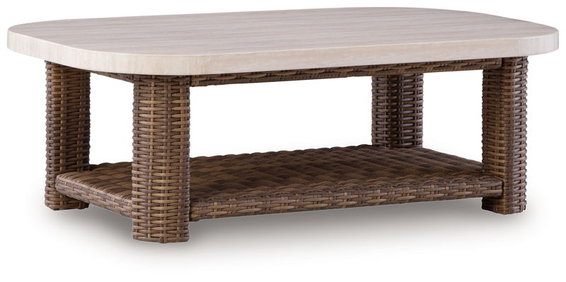 Dolan Creek - Rectangular Cocktail Table - Beige / Brown