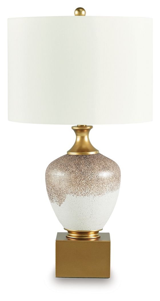 Tavisburg - Glass Table Lamp - Brown / White / Gold