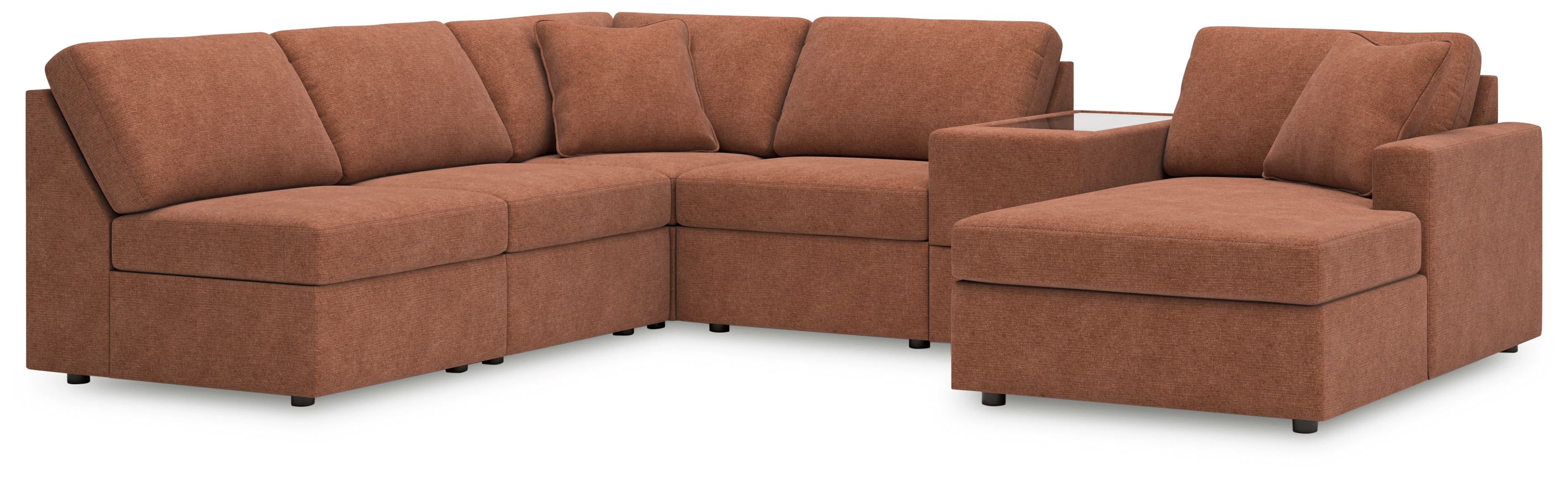 Modmax - 6-Piece Sectional With Raf Corner Chaise And Storage Console - Spice