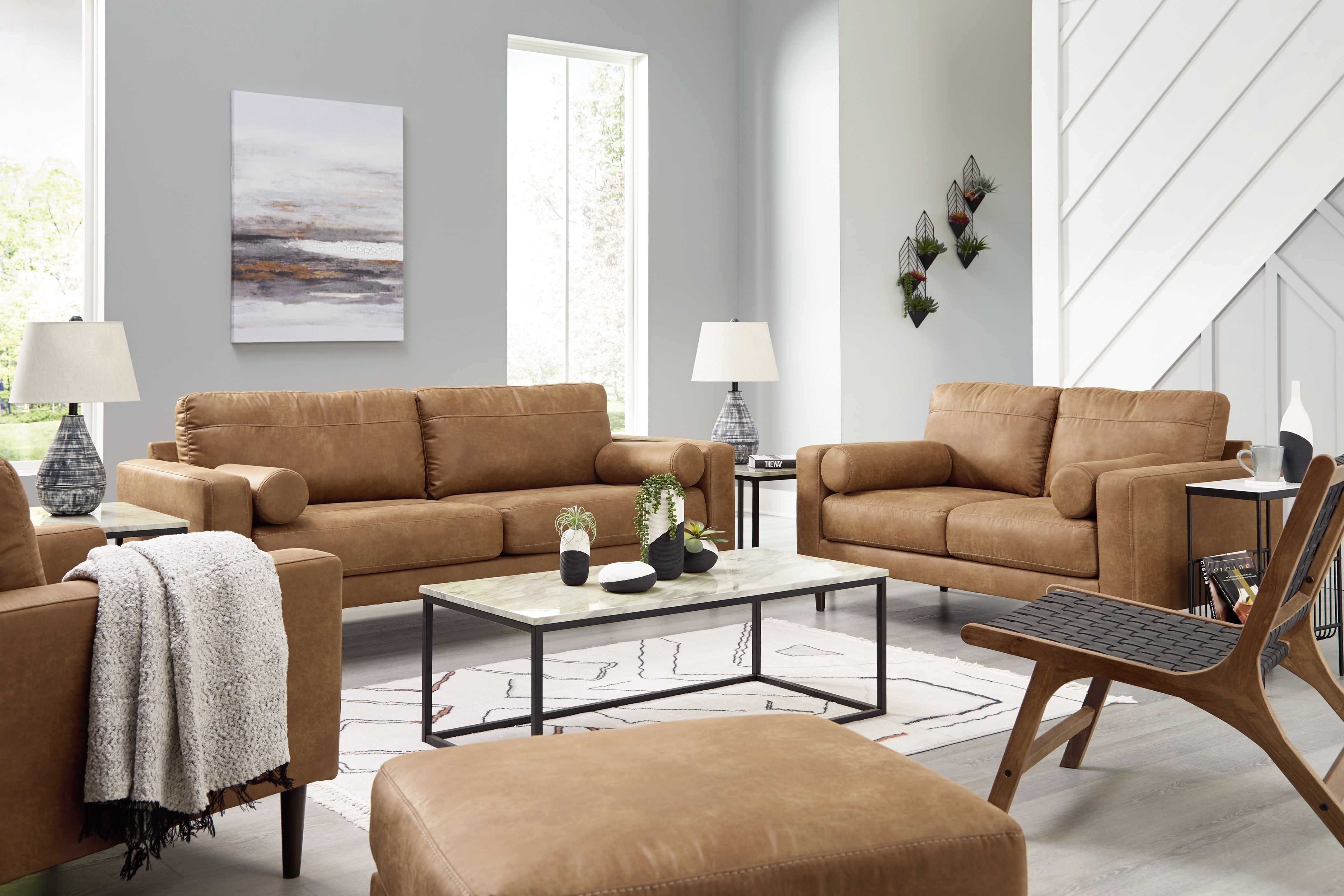 Telora - 4 Pc. - Sofa, Loveseat, Chair, Ottoman - Caramel