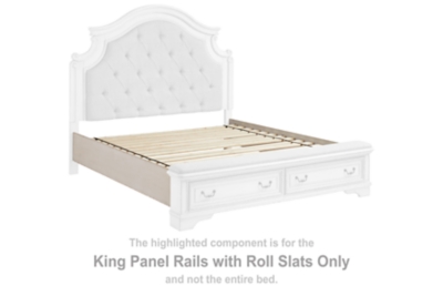 Realyn - King Panel Rails w/Roll Slats - Chipped White