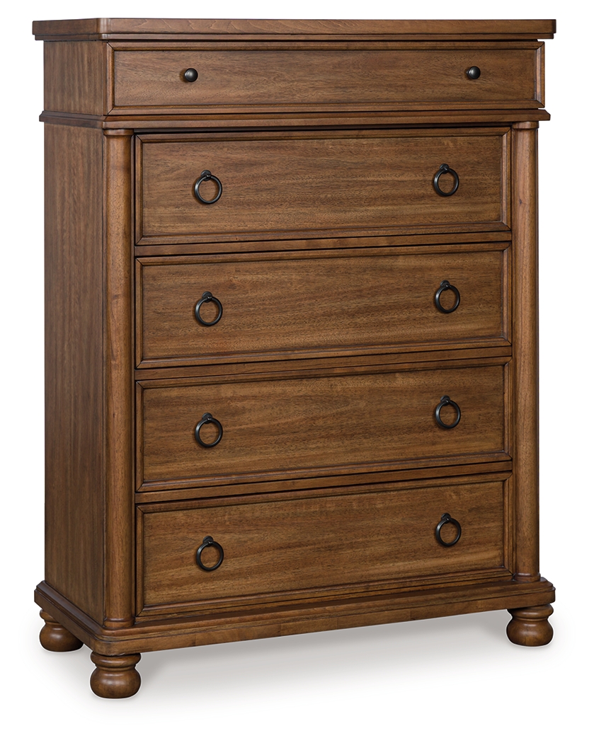 Rowlenstown - Five Drawer Chest - Brown