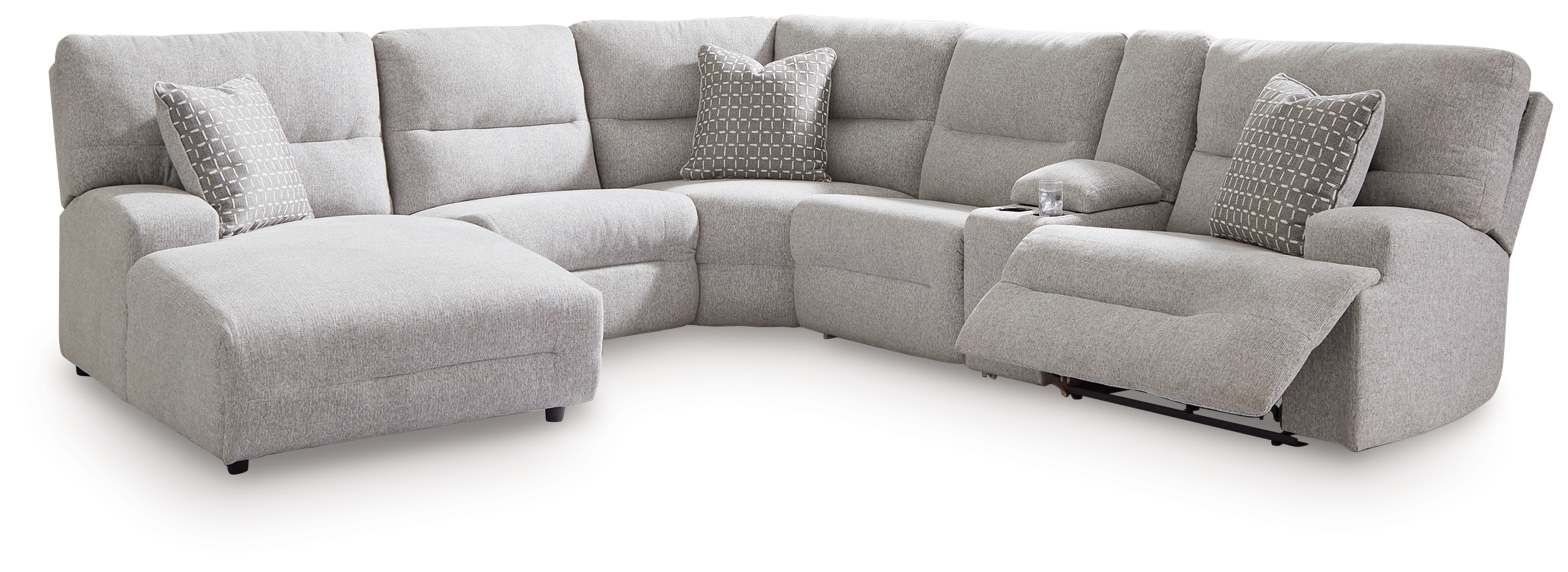 Acklen Place - 6-Piece Power Reclining Sectional With Laf Power Reclining Back Chaise - Pewter