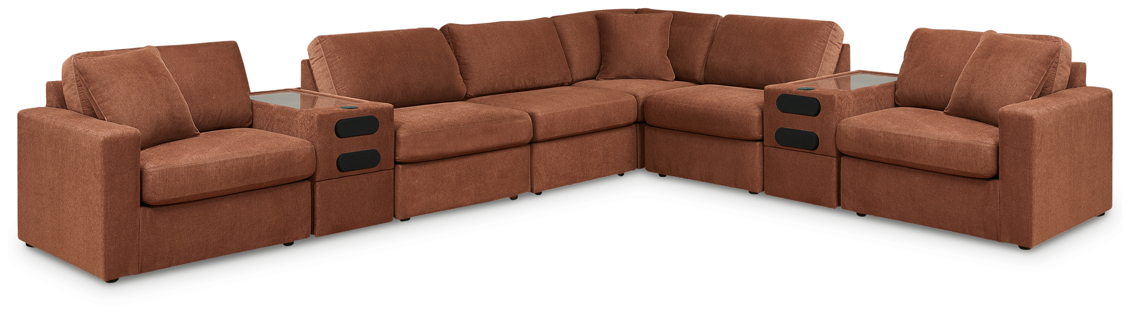 Modmax - 8-Piece Sectional With 2 Audio System Consoles - Spice