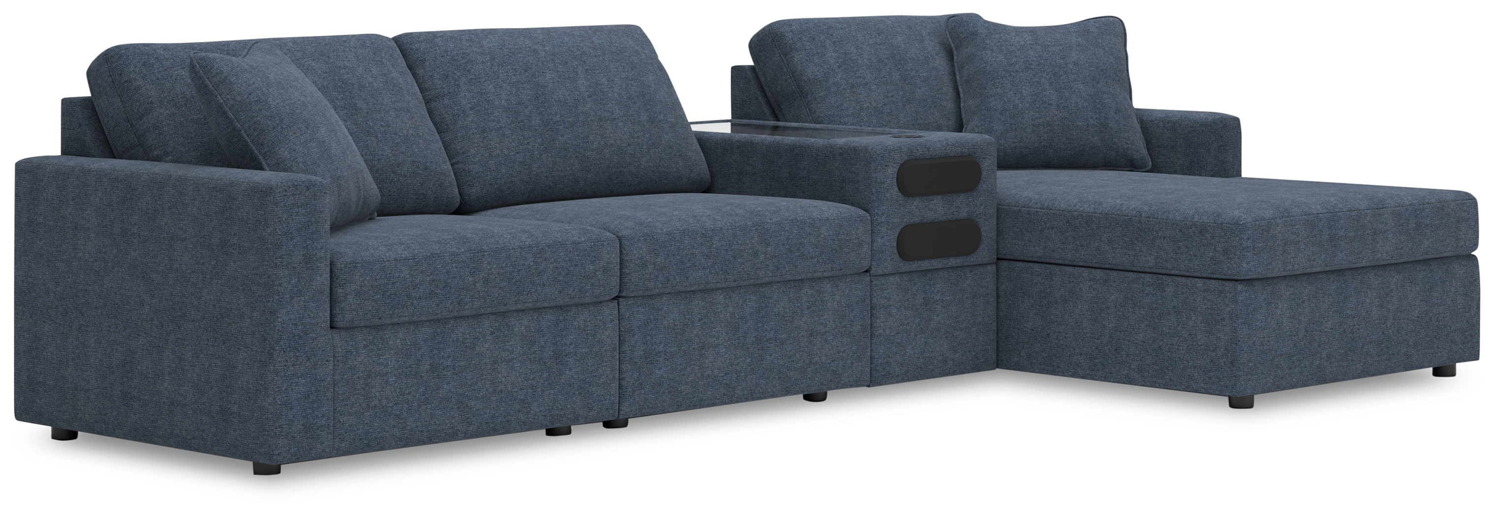 Modmax - 4-Piece Sectional With Raf Corner Chaise And Audio System Console - Ink