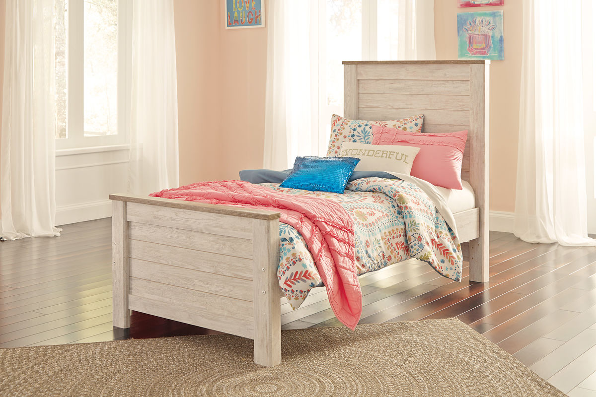 Willowton - Twin Panel Bed - Whitewash