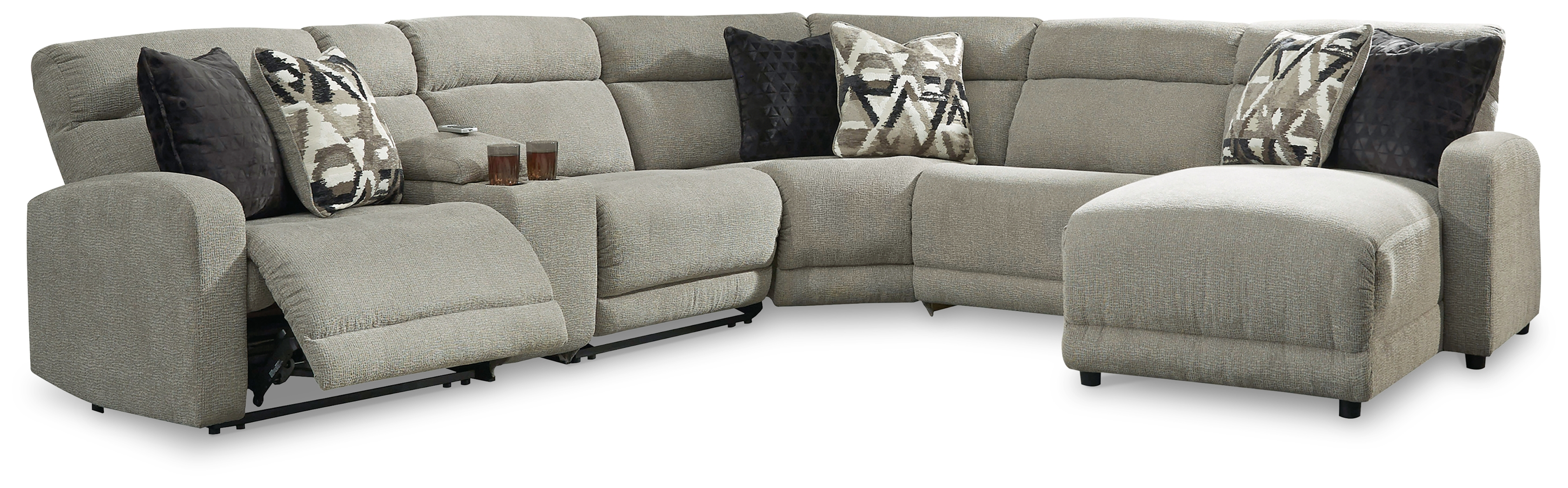 Colleyville - 6-Piece Power Reclining Sectional With Raf Press Back Power Chaise - Stone