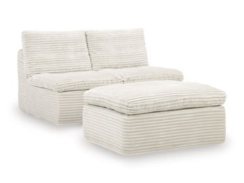 Fannin - 2 Armless Chairs With Ottoman (Set of 3) - Ivory