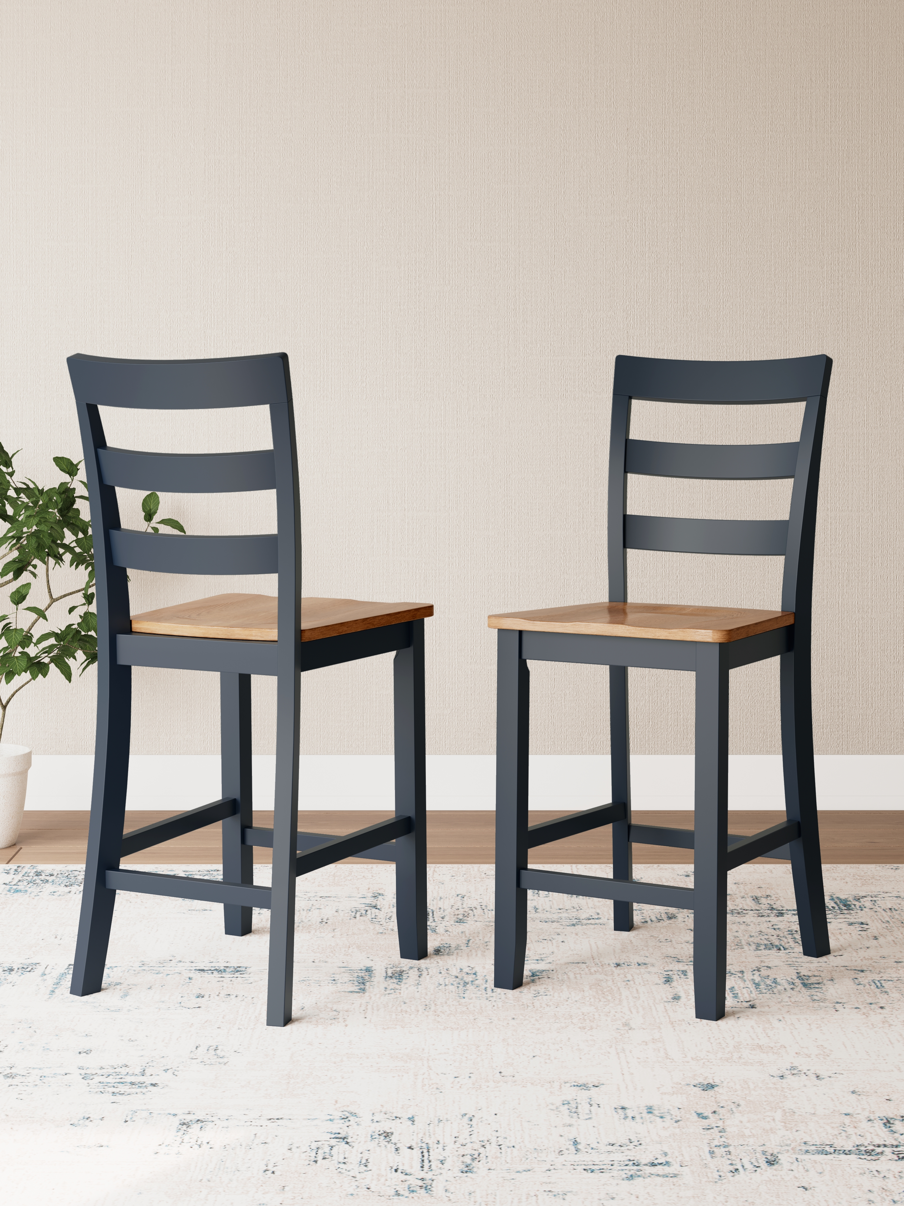 Gesthaven - Barstool (Set of 2) - Natural / Blue