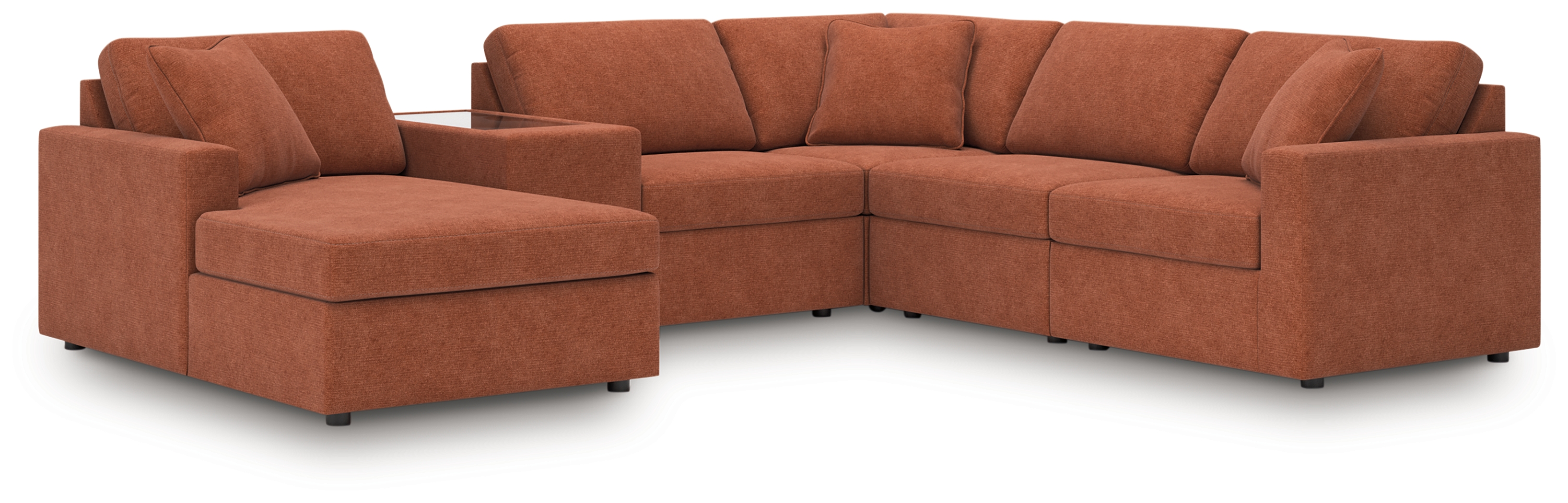 Modmax - 6-Piece Sectional With Laf Corner Chaise, Raf Corner Chair And Storage Console - Spice