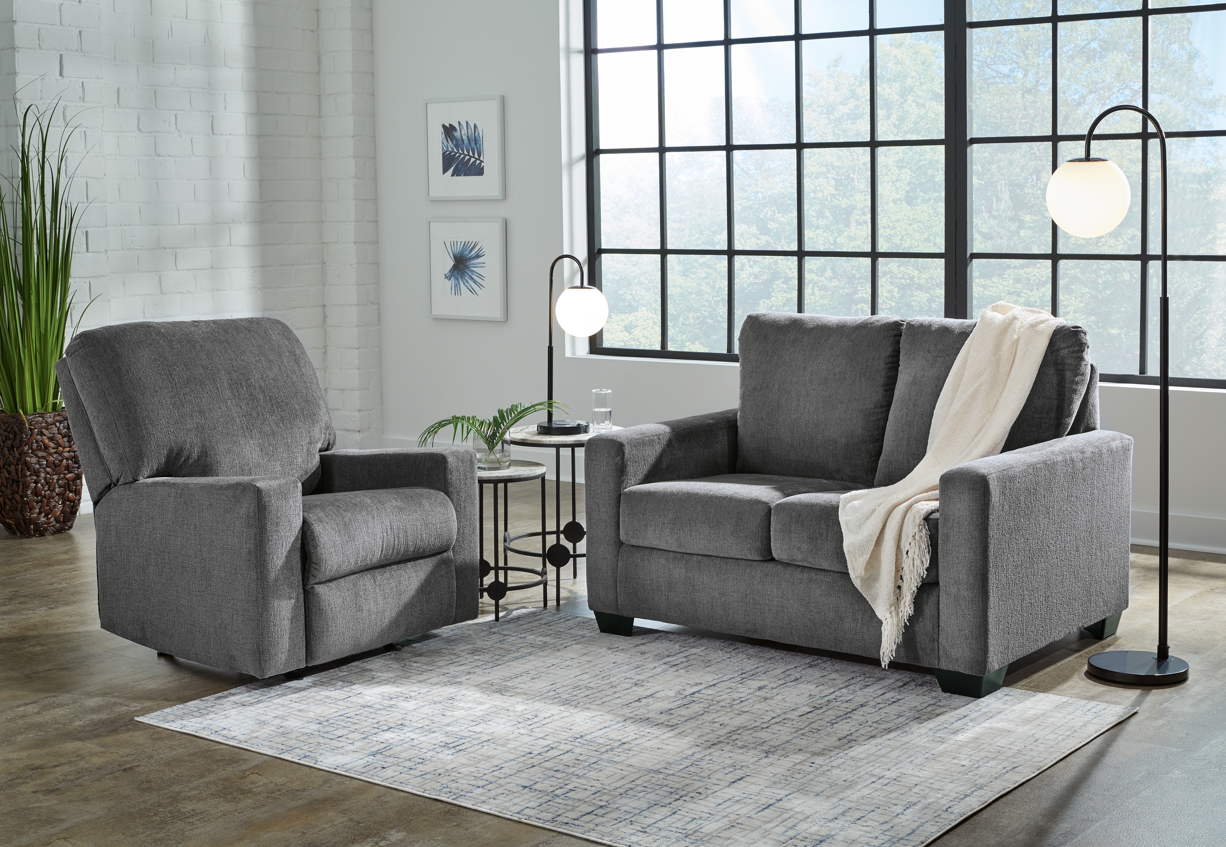 Rannis - 2 Pc. - Twin Sofa Sleeper, Rocker Recliner - Pewter