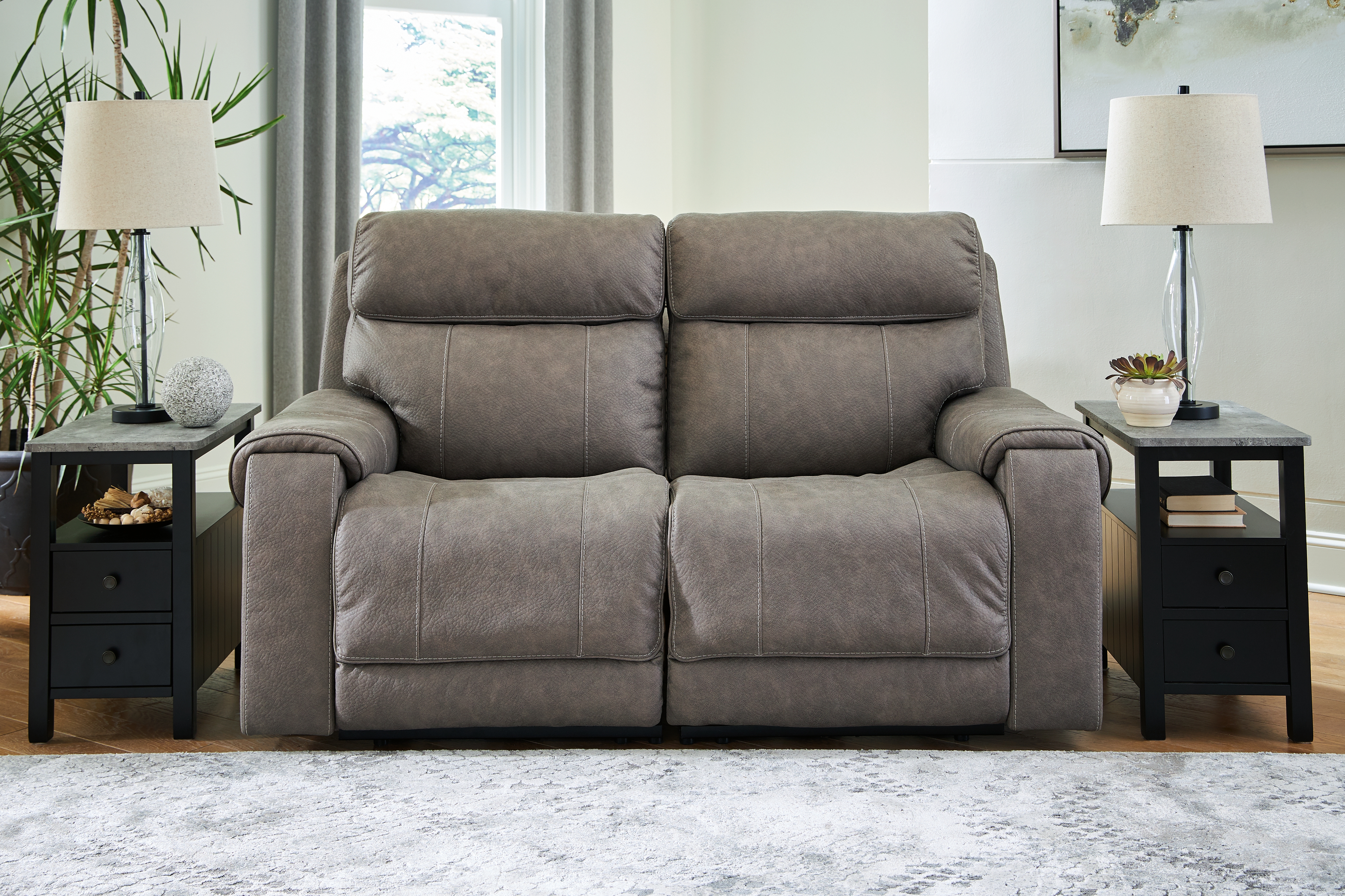 Starbot - Power Reclining Loveseat 2 Pc Sectional - Fossil