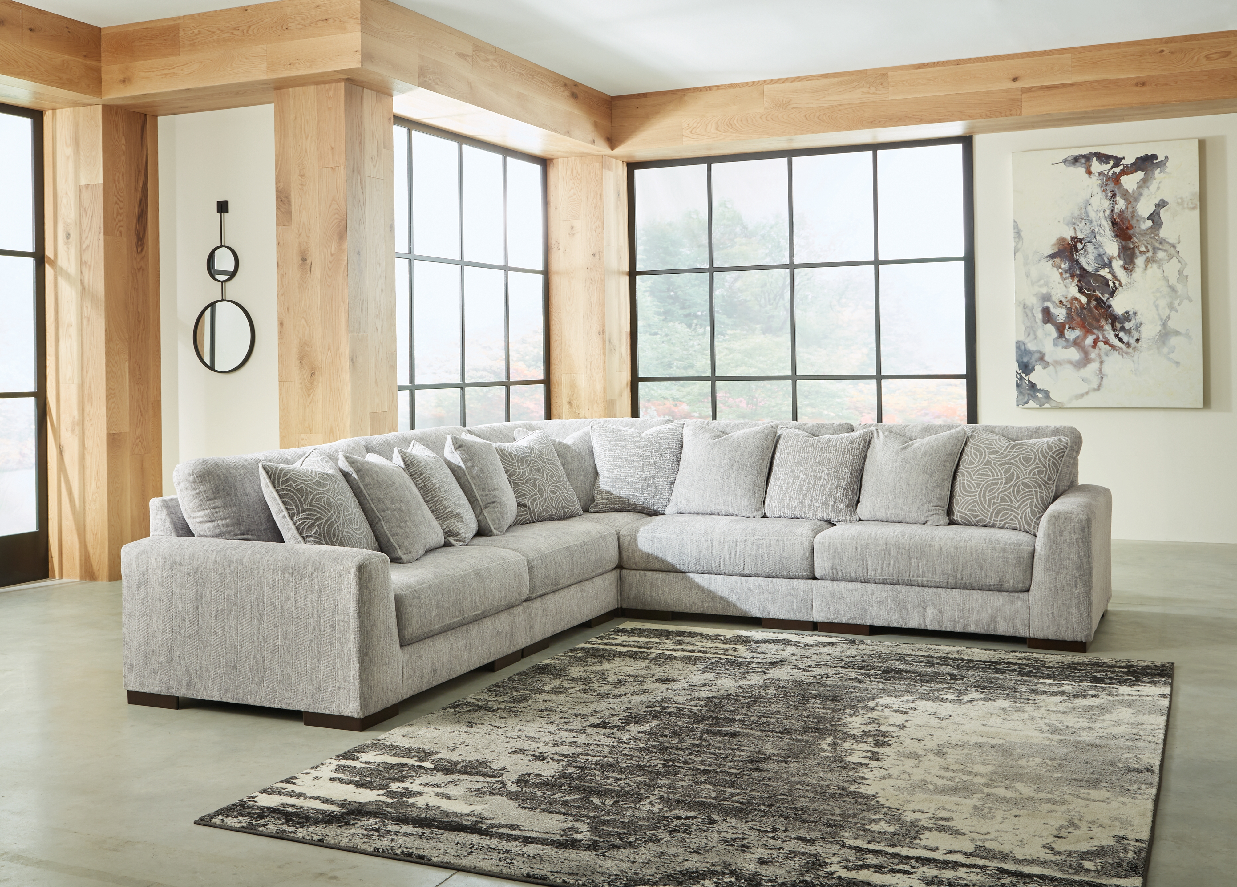 Regent Park - Corner Chairs 5 Pc Sectional - Pewter