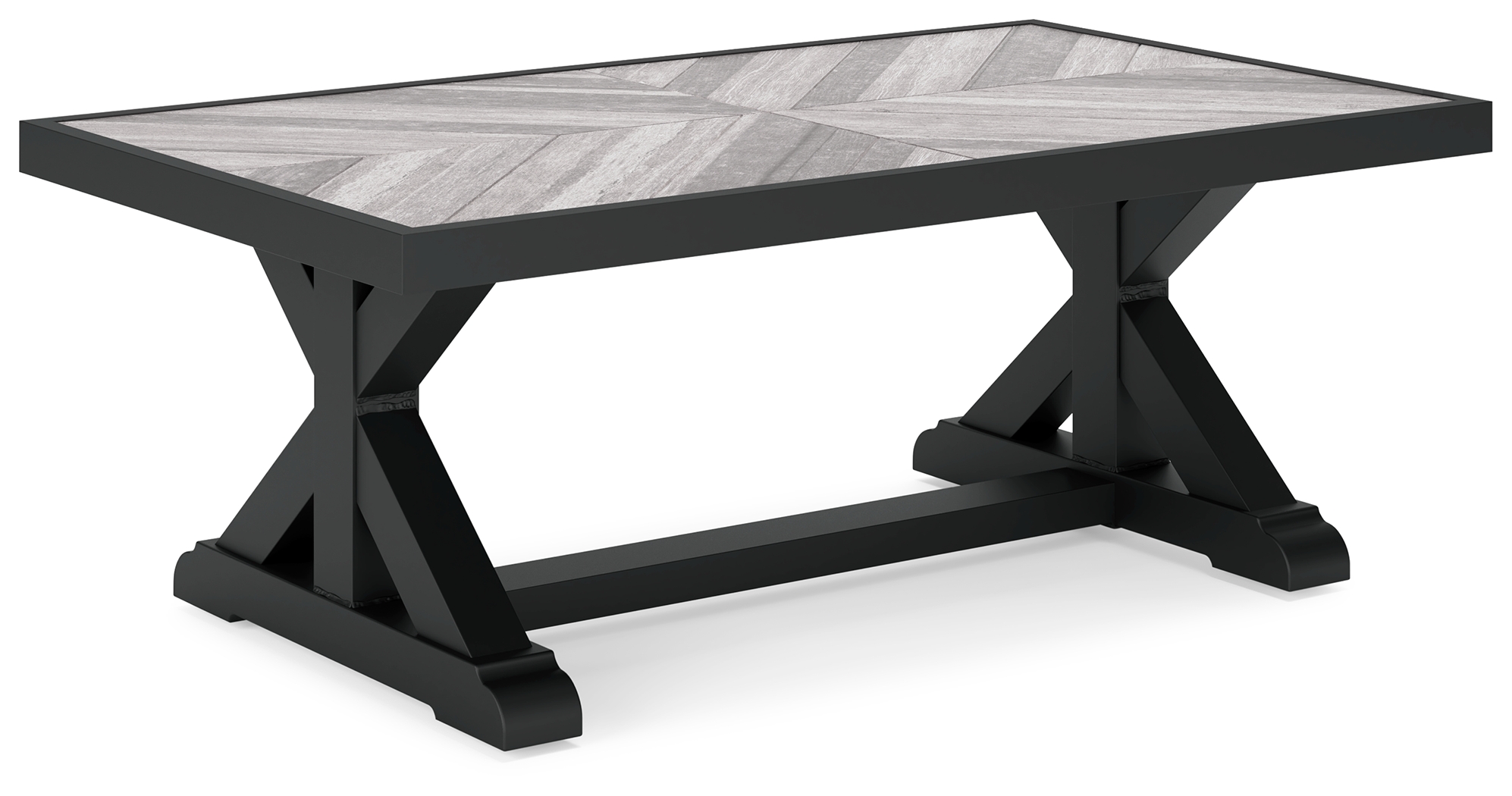 Beachcroft - Rectangular Cocktail Table - Black / Light Gray