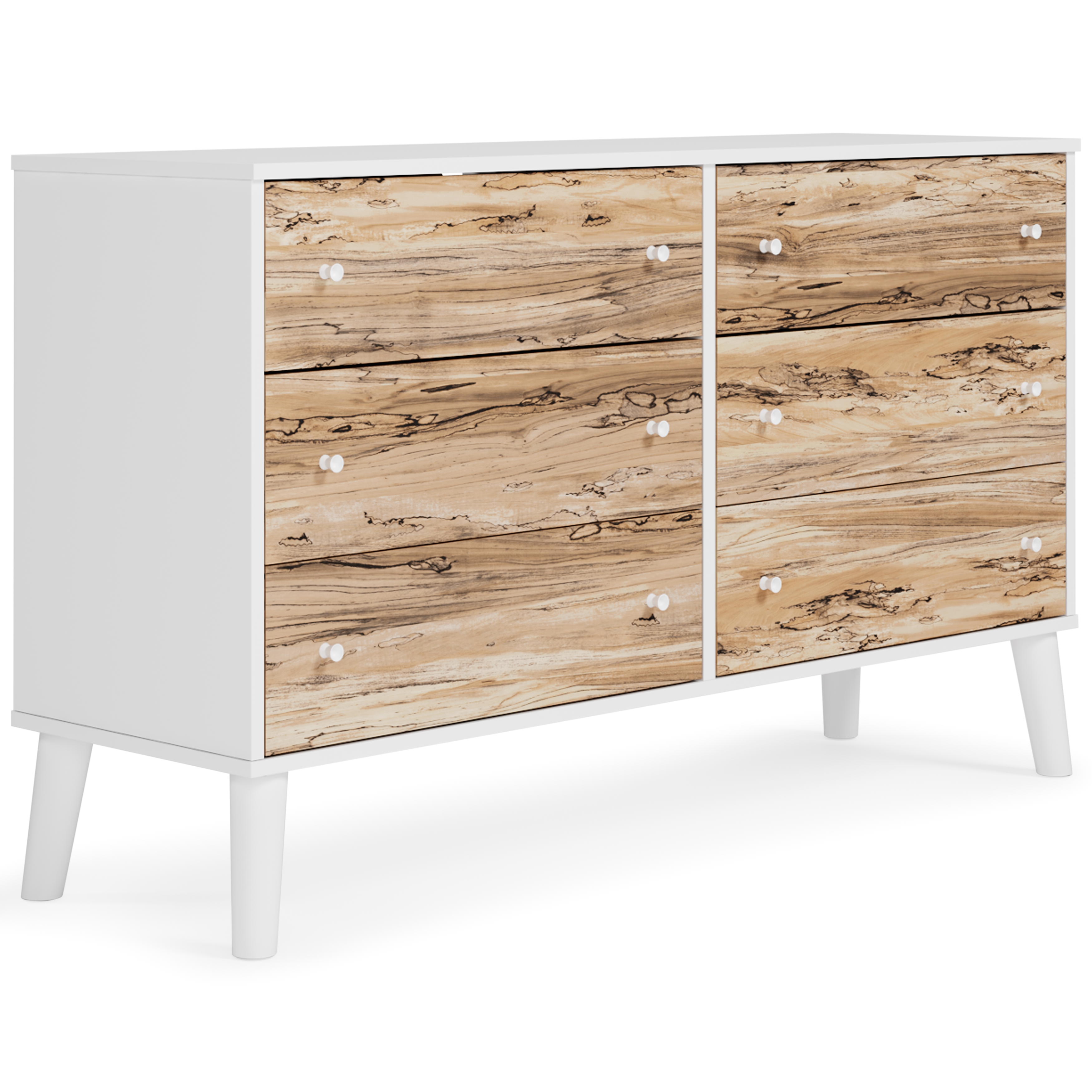 Piperton - Six Drawer Dresser - Vinyl-Wrapped - Brown / White