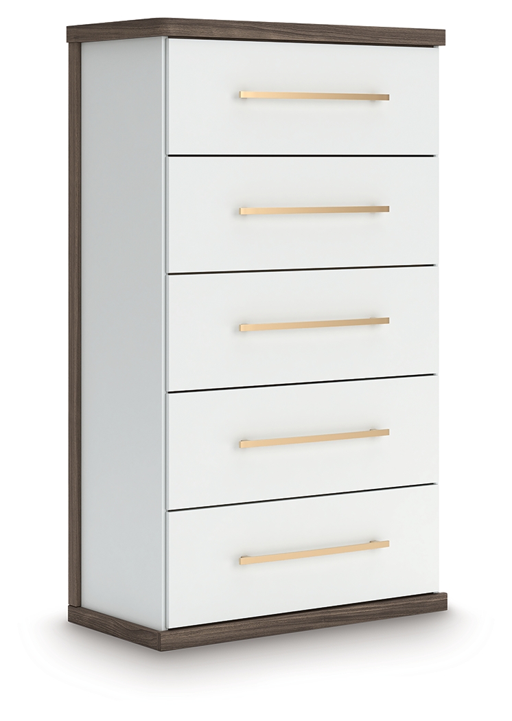 Kendanport - Five Drawer Chest - Brown / White