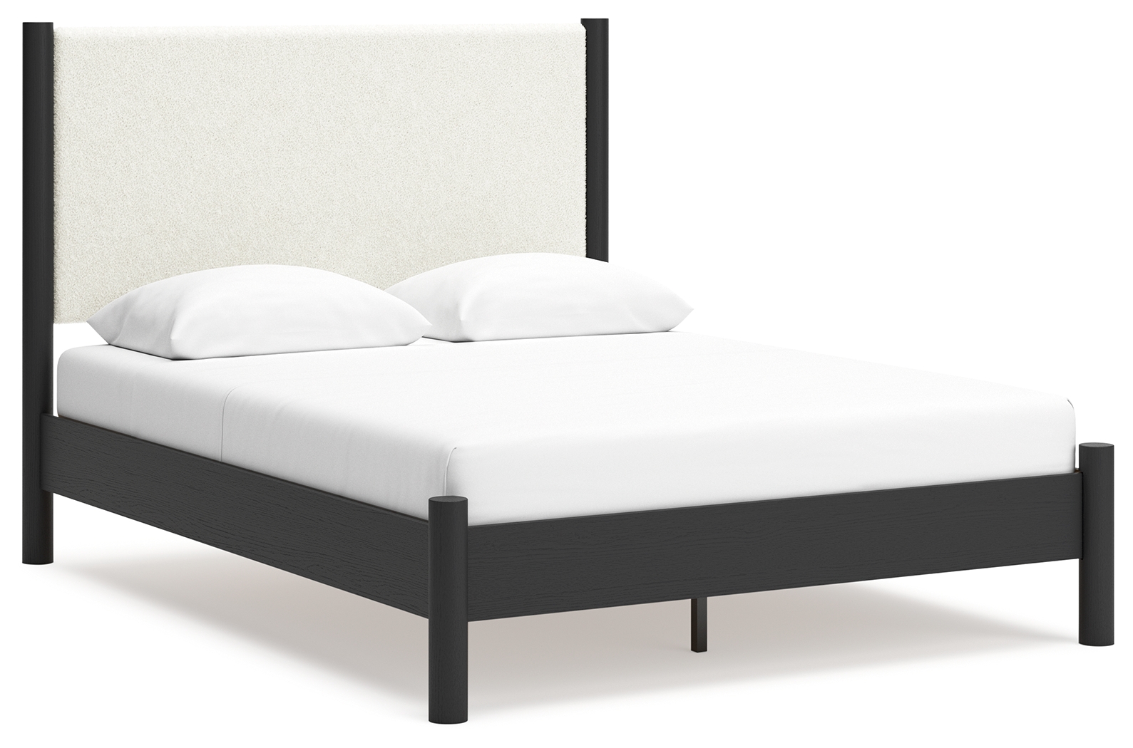 Cadmori - Queen Upholstered Panel Bed - Black / White
