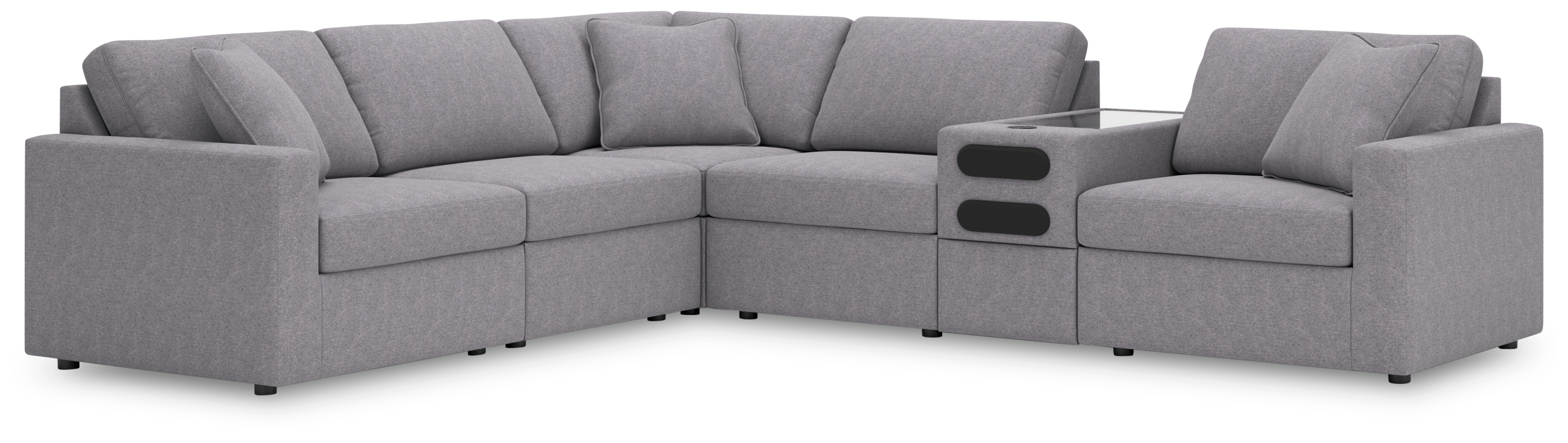 Modmax - 6-Piece Sectional With Audio System Console - Granite