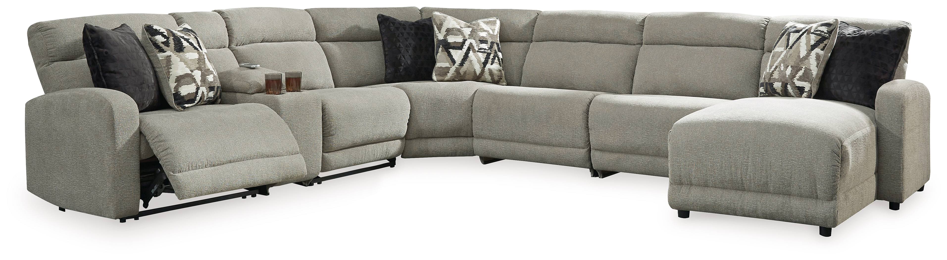 Colleyville - 7-Piece Power Reclining Sectional With RAF Press Back Power Chaise - Stone