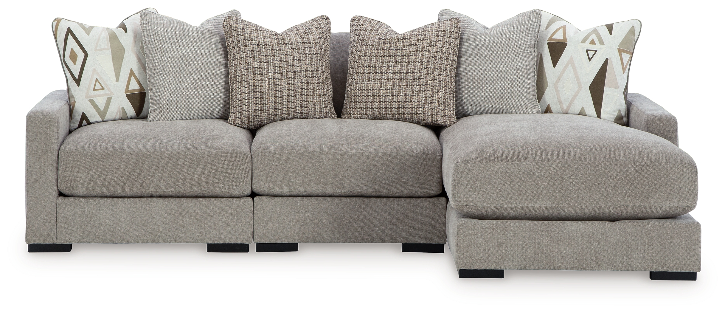 Aslan Court - 3-Piece Sofa Sectional With RAF Corner Chaise - Pebble