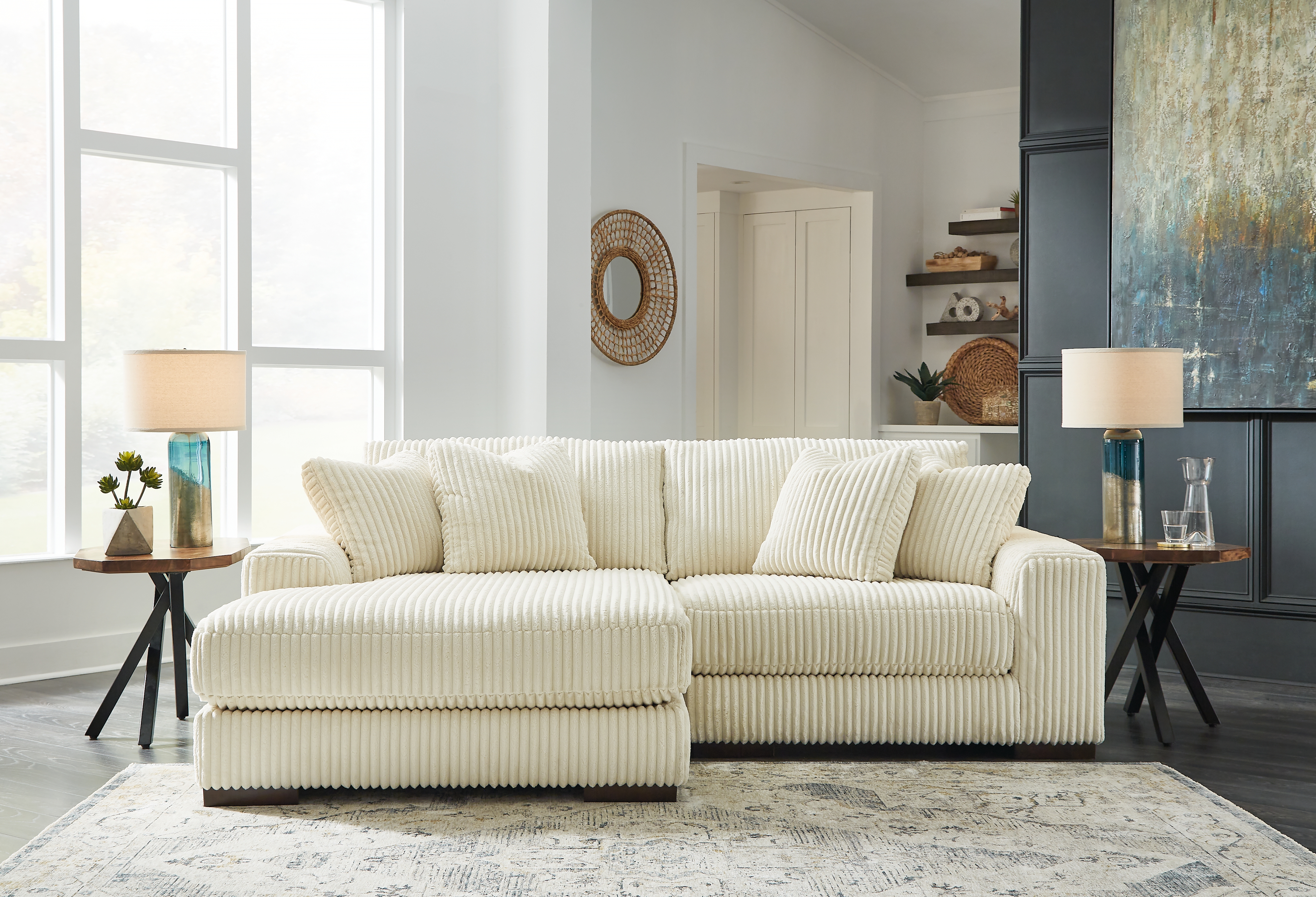 Lindyn - Left Arm Facing Corner Chaise 2 Pc Sectional - Ivory