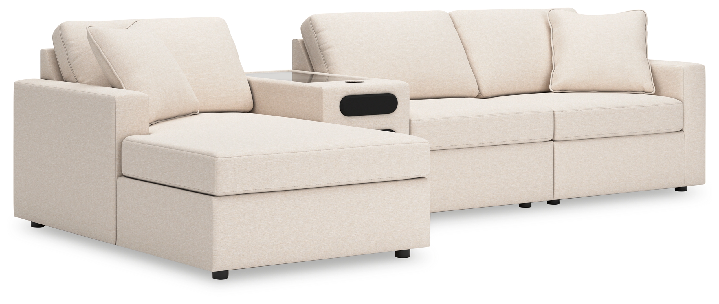 Modmax - 4-Piece Sectional With Laf Corner Chaise And Audio Console - Oyster