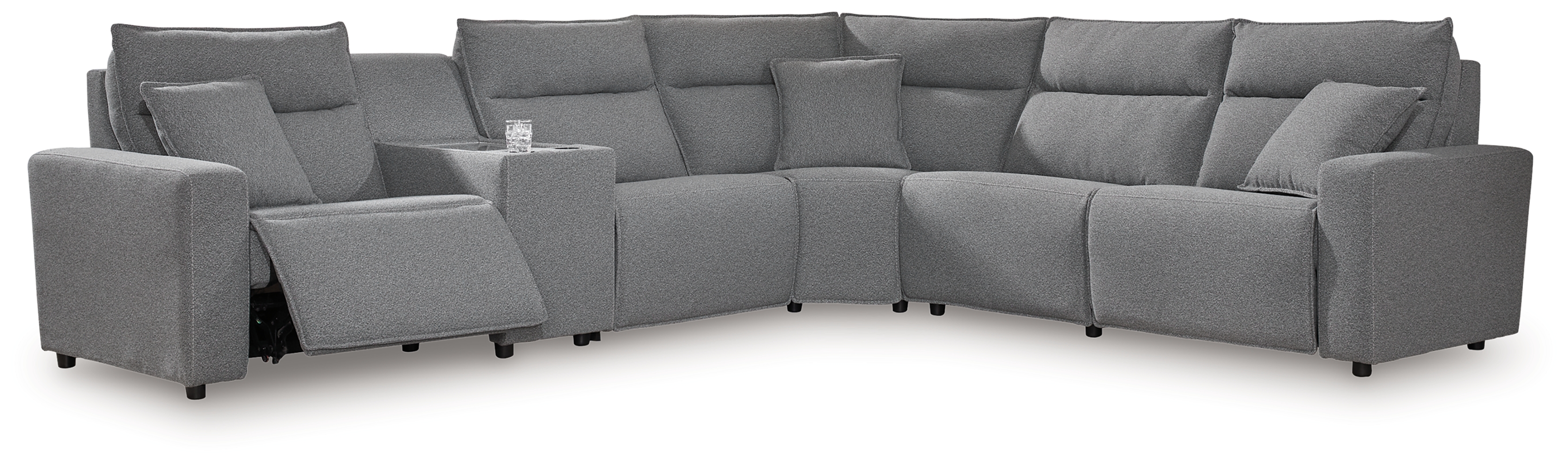 ModMax II - 6-Piece Power Reclining Sectional With LAF Recliner And Storage Console - Salt and Pepper