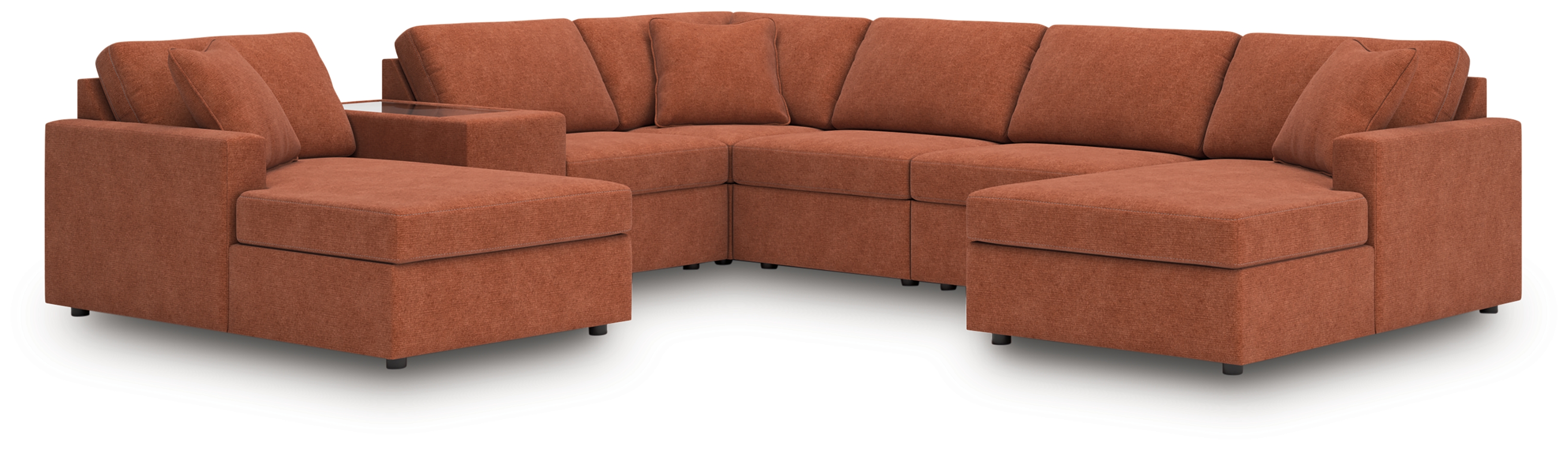 Modmax - 7-Piece Sectional With Laf And Raf Corner Chaises And With Storage Console - Spice