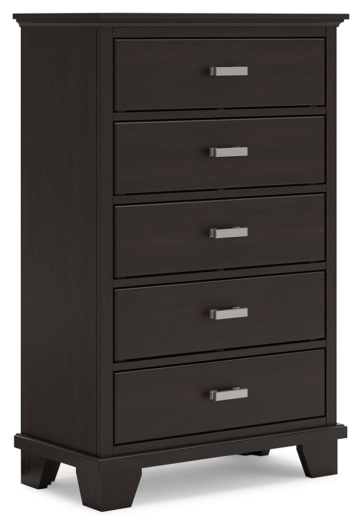 Covetown - Five Drawer Chest - Dark Brown