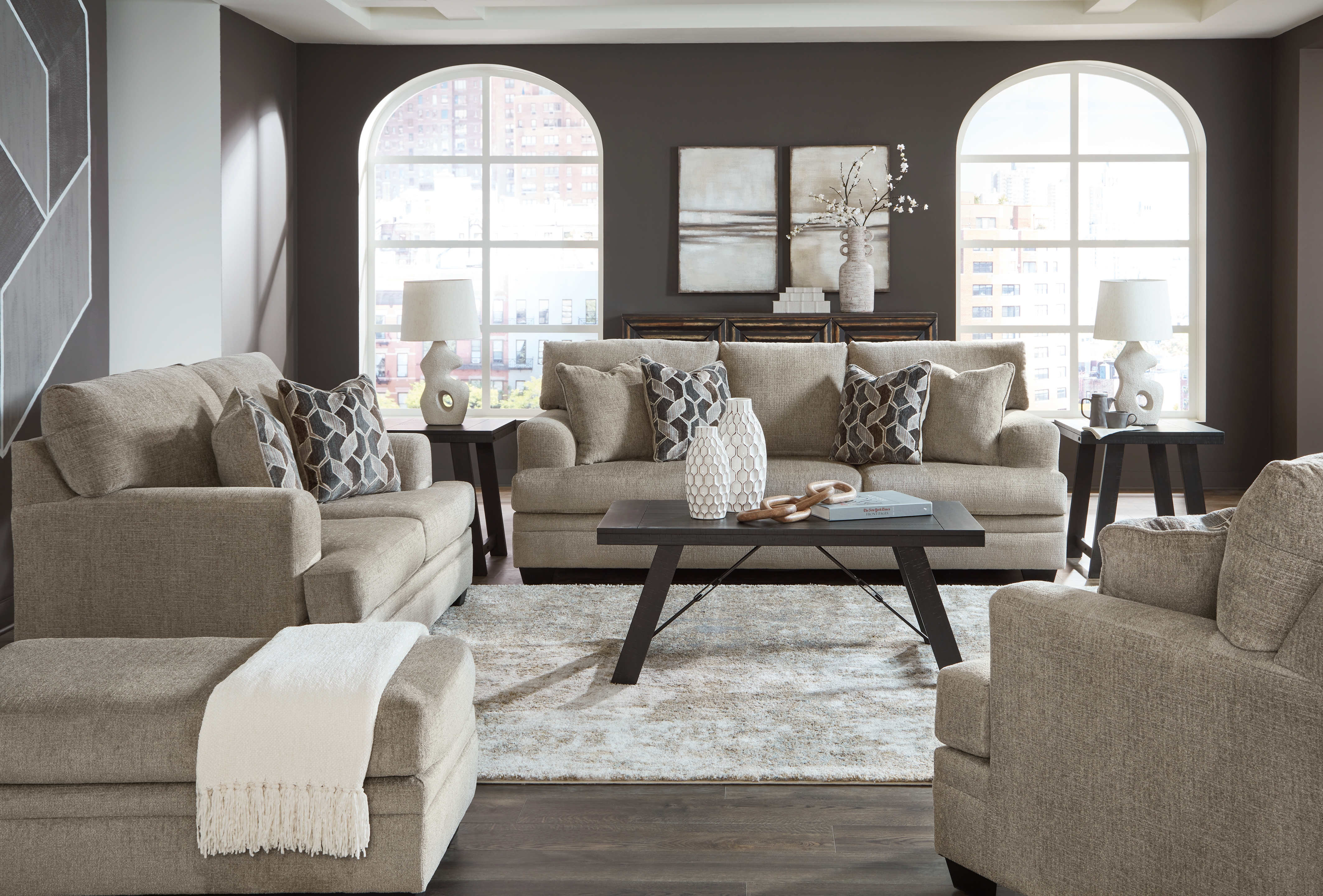 Stonemeade - 4 Pc. - Sofa, Loveseat, Chair And A Half, Ottoman - Taupe