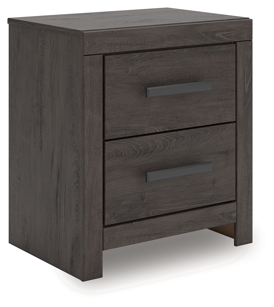 Prendonea - Two Drawer Night Stand - Charcoal