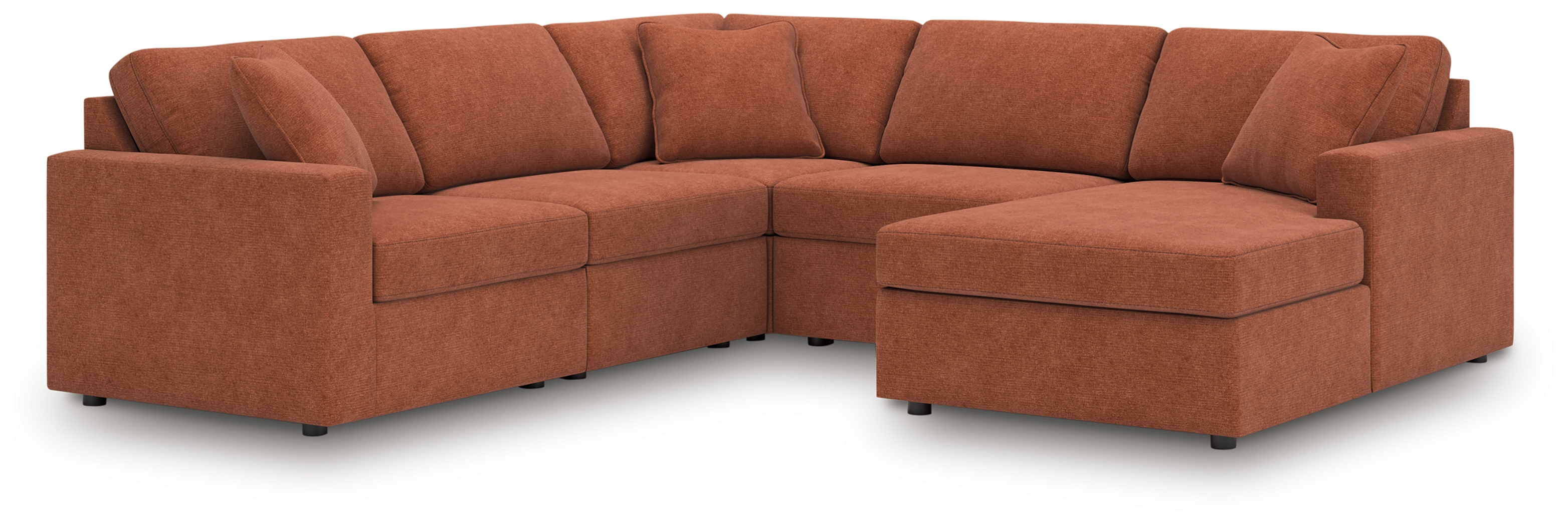 Modmax - 5-Piece Sectional With Raf Corner Chaise, With Laf Corner Chair - Spice